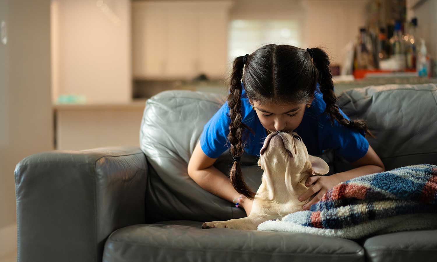 A girl with her dog